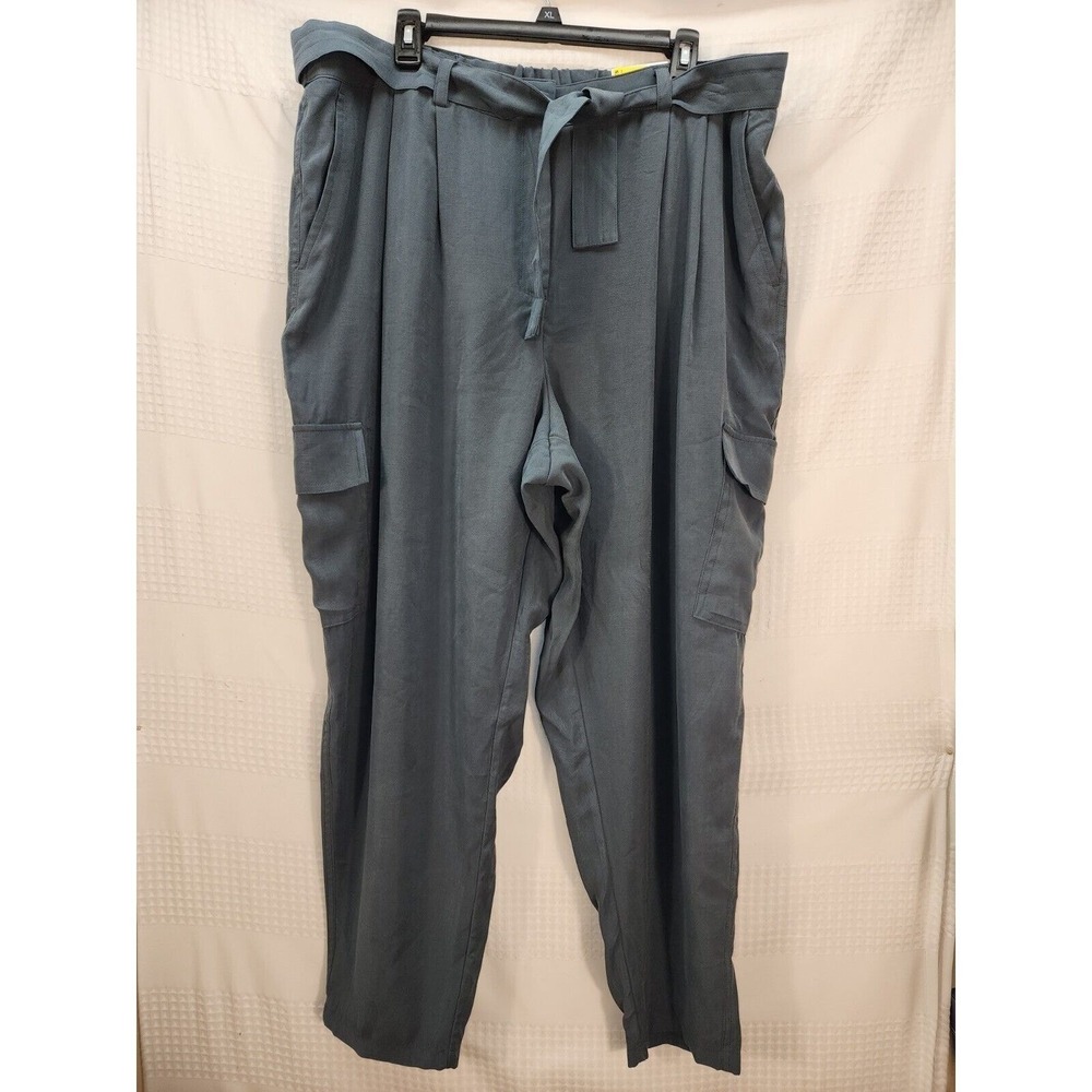 Nine West Women's Tapered Utility Pant High Waisted Size 1x W/ Belt Gray